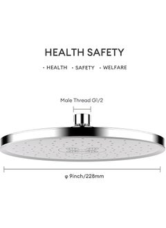 Jomoo Rain Fixed Shower Head, Round-Shaped Adjustable Angle High Pressure Showers with Swivel Brass Ball Joint, Self-Cleaning Nozzles Anti-Clog Anti-Leak, Detachable Chrome Design, 9 inch Shower Head  - Image 3