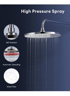 Jomoo Rain Fixed Shower Head, Round-Shaped Adjustable Angle High Pressure Showers with Swivel Brass Ball Joint, Self-Cleaning Nozzles Anti-Clog Anti-Leak, Detachable Chrome Design, 9 inch Shower Head  - Image 2