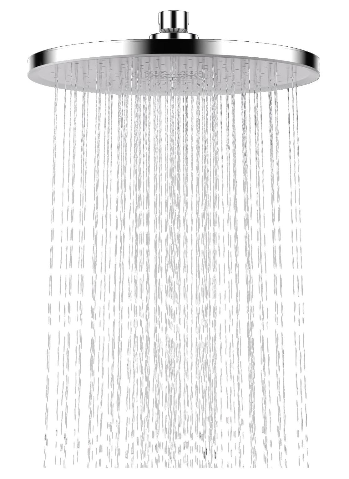 Rain Fixed Shower Head, Round-Shaped Adjustable Angle High Pressure Showers with Swivel Brass Ball Joint, Self-Cleaning Nozzles Anti-Clog Anti-Leak, Detachable Chrome Design, 9 inch Shower Head