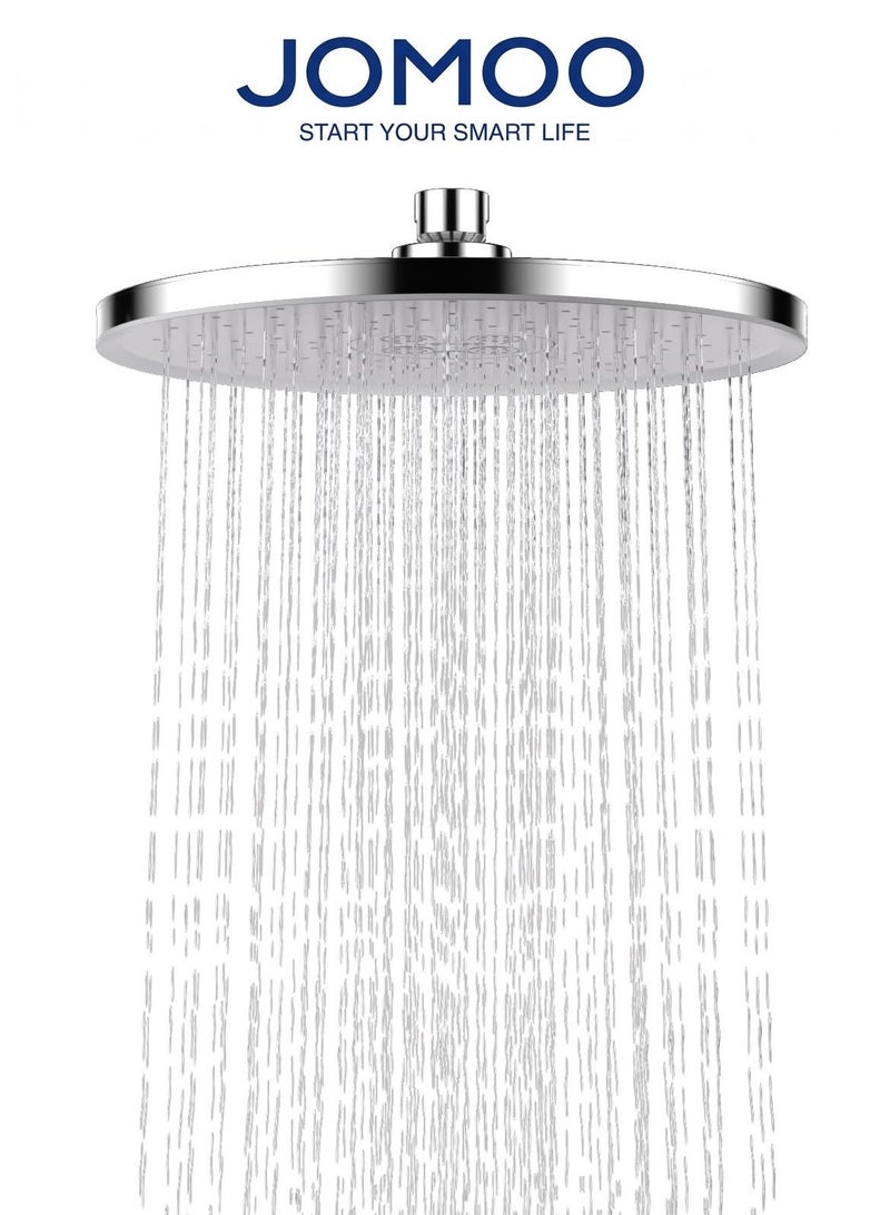 Jomoo Rain Fixed Shower Head, Round-Shaped Adjustable Angle High Pressure Showers with Swivel Brass Ball Joint, Self-Cleaning Nozzles Anti-Clog Anti-Leak, Detachable Chrome Design, 9 inch Shower Head - Image 1
