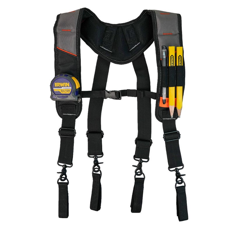 Kunn Tool Belt Suspenders Padded Carpenter Construction Electrician Work Suspender With Attachment Loops For Men Grey - Image 4