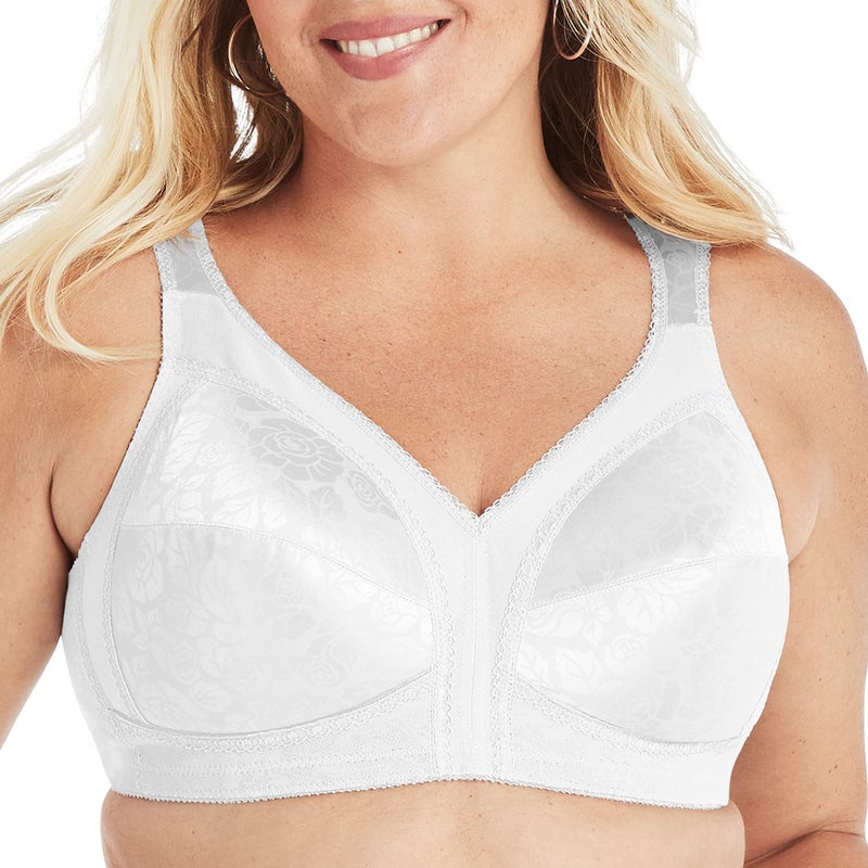 PLAYTEX Womens 18 Hour Comfort-strap Wireless Bra, Full-coverage With 4-way Trusupport, Single & 2-pack Bras, White, 44G US - Image 1