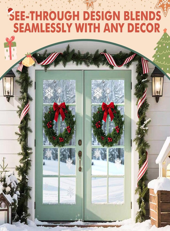 VIS'V حامل أكاليل الزهور من VIS'V، خطافات أكاليل كبيرة مزودة بقفل لولبي وكوب شفط، شديدة التحمل، سعة 22 رطلاً، قابلة للإزالة وإعادة الاستخدام، دائرية، شفافة، قطعتان - Image 2