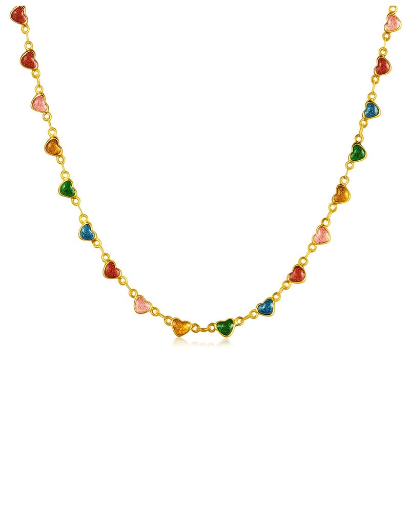 Karmiir Small Heart Necklace for Women - 18K Gold/Silver/Colorful Plated Heart Choker Necklace - Cute Tiny Simple Minimalist Necklace Women's Dainty Layered Jewelry (Colorful-Gold) - Image 1