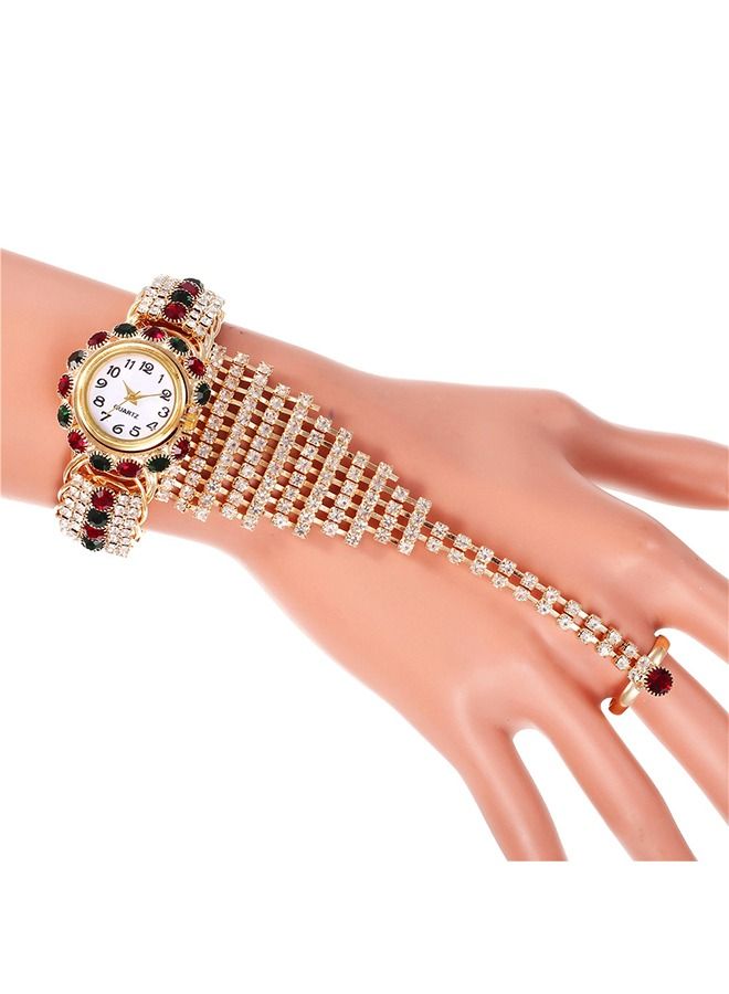 Women's Watches Accessories Bracelets Inlay Diamond Pearl Wrist Watches Wrap Around Bracelet Analog Quartz Dress Wrist Watches Gifts Jewelry ring Set - Image 2