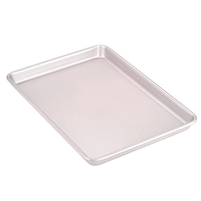 CHEFMADE 13-Inch Rimmed Baking Pan, Non-Stick Carbon Steel Cookie Sheet Pan for Oven Roasting Meat Bread Jelly Roll Battenberg Pizzas Pastries 9.7" x 13.6" x 1" (Champagne Gold)