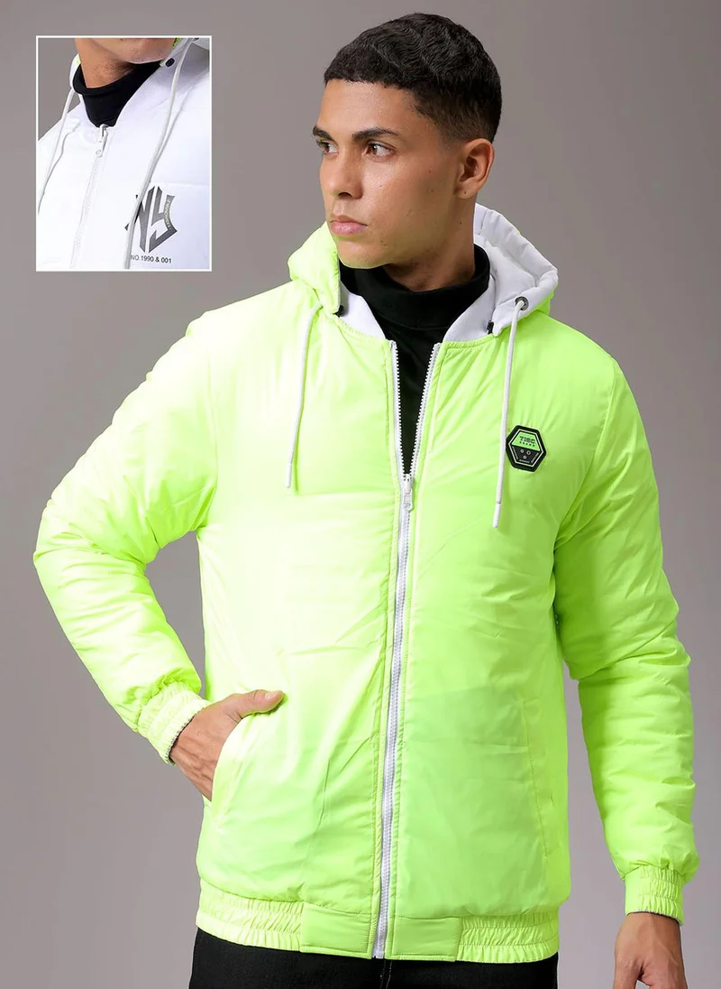 The Indian Garage Co Men Slim Fit Graphic Reversible Puffer Jackets