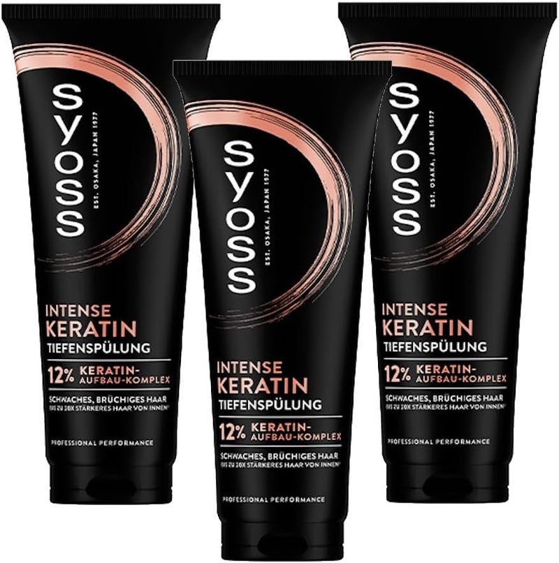 SYOSS Deep Conditioner Keratin (3 x 250 ml) Rich Conditioner with Keratin Fights Frizz & Provides Shine Hair Conditioner for HealthyLooking & Resistant Hair - Image 1