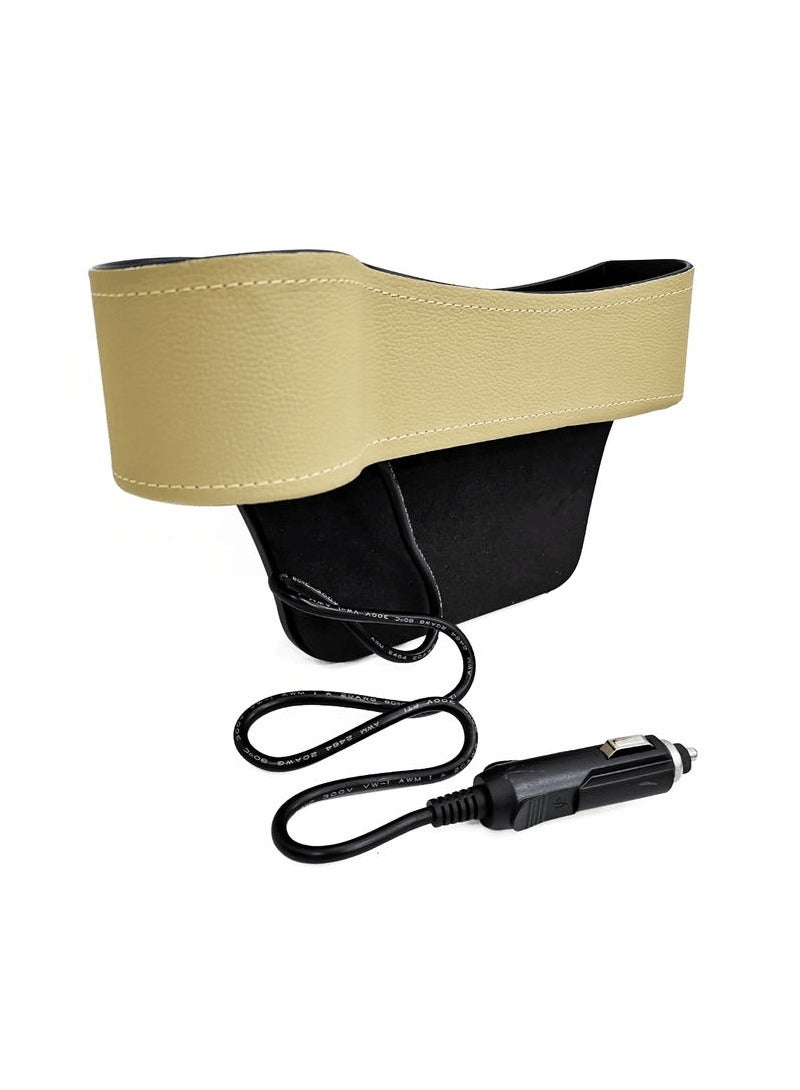 Car Cup Holder Expander with PU Leather Cover Multifunction Car Seat Pocket Phone Mount Organizer With Cigarette Case Slot Beige and Black 1 PC - Image 5