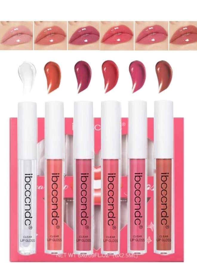 ibcccndc - 6PCS Lip Gloss Set Hydrating Liquid Lipstick Kit High Shine Clear Lip Plumping Glass Finish Lip Oil Gloss High Pigment Moisturizing Long Lasting Repairing Lightening Lip Line Balm 01 - Image 1