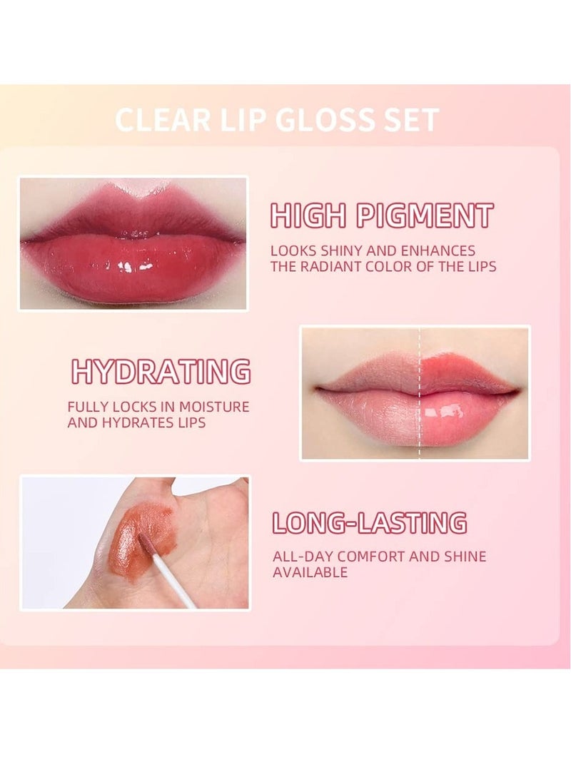 ibcccndc - 6PCS Lip Gloss Set Hydrating Liquid Lipstick Kit High Shine Clear Lip Plumping Glass Finish Lip Oil Gloss High Pigment Moisturizing Long Lasting Repairing Lightening Lip Line Balm 01 - Image 1