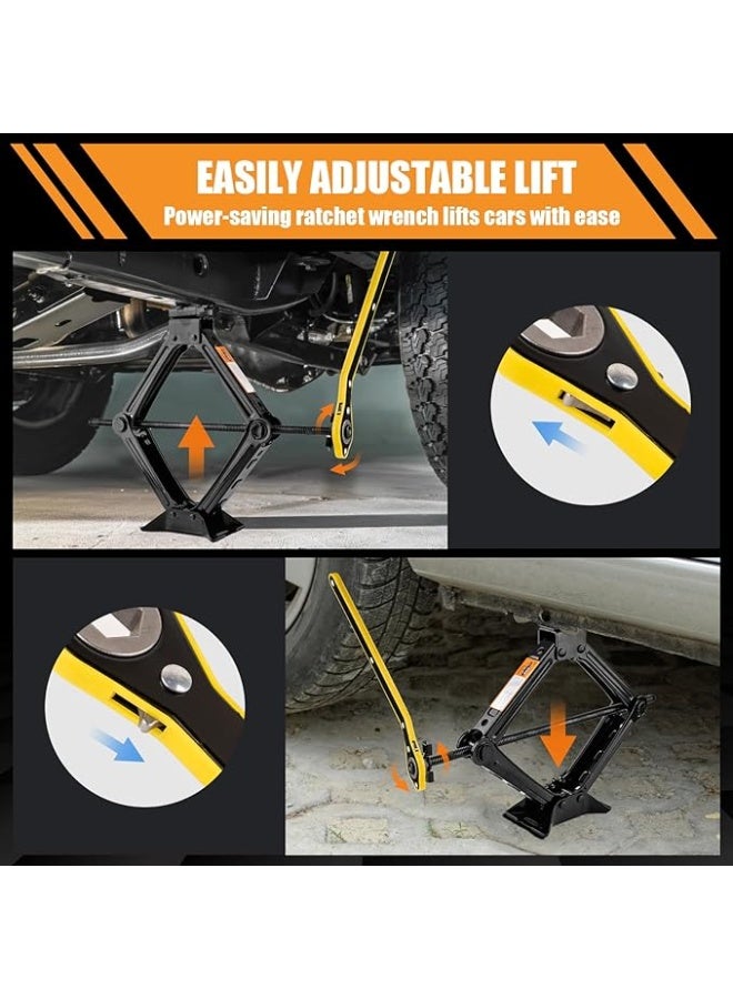 طقم رافعة سيارة (كوريك) محمول - قوة 2 طن، كوريك مقصي مع مفتاح عجل - أساسي ومتين لتغيير الإطارات للسيارات العادية والـ SUV - Image 3