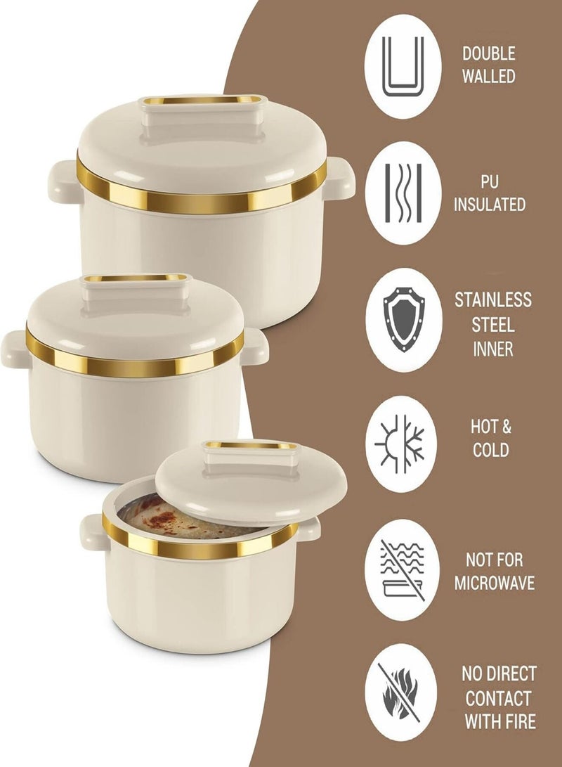ميلتون طقم حافظات طعام من 3 قطع داخلية من الستانلس ستيل (1000 مل ، 1500 مل ، 2500 مل) بيج/ذهبي - Image 4