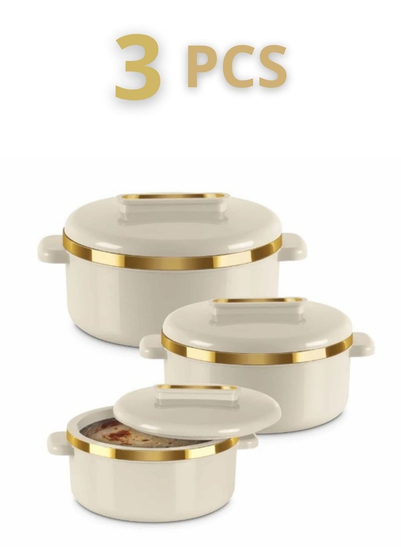 ميلتون طقم حافظات طعام من 3 قطع داخلية من الستانلس ستيل (1000 مل ، 1500 مل ، 2500 مل) بيج/ذهبي - Image 1