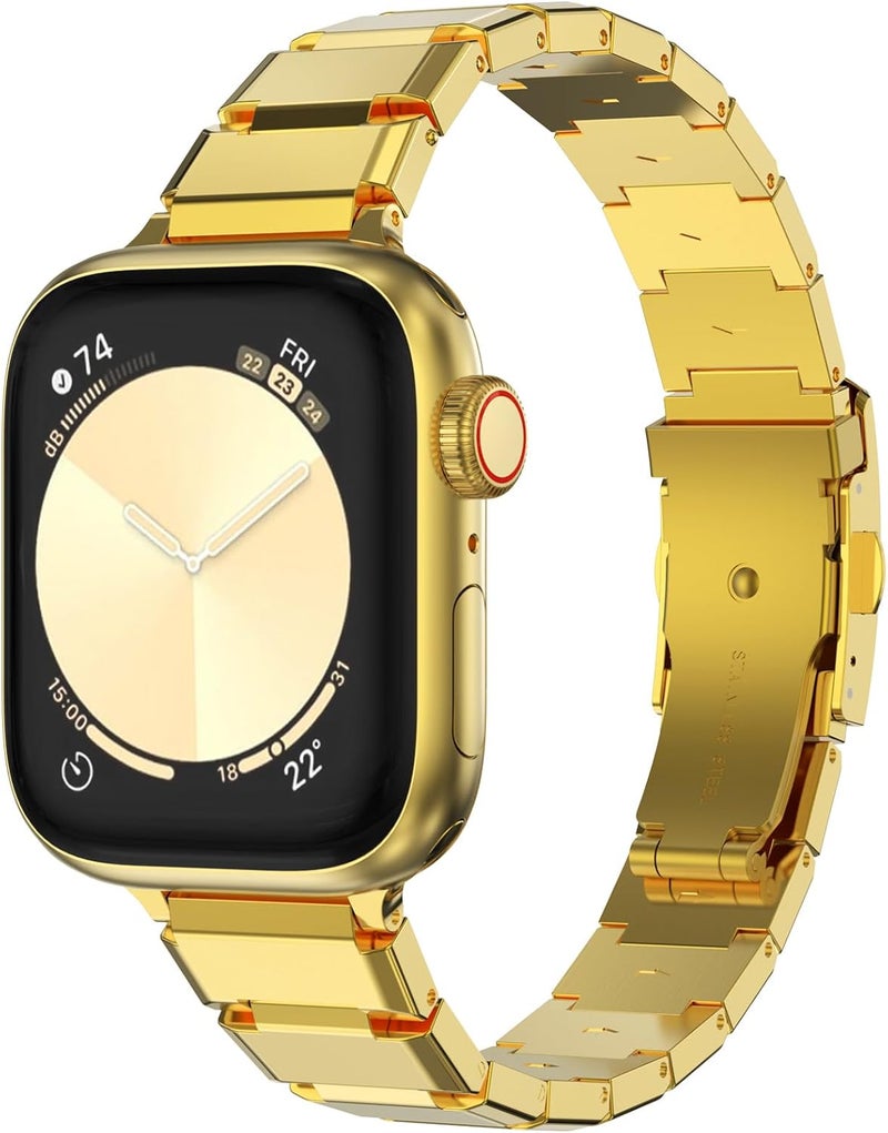 CHANCHY Stainless Steel Band for Apple Watch Ultra Band 49mm 45mm 44mm 42mm 38mm 40mm 41mm, Metal Strap with Folding Clasp for Apple Watch Series 8 7 6 5 4 3 2 1 for Men (Black, 49mm 45mm 44mm 42mm) - Image 1