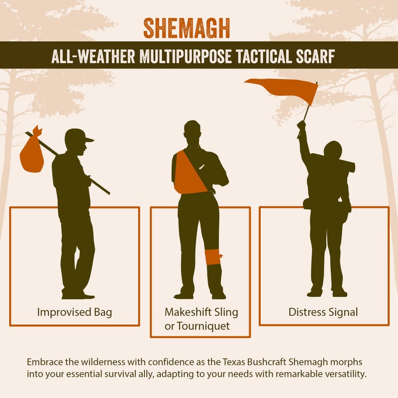 Texas Bushcraft Tactical Shemagh - Authentic Keffiyeh 100% Cotton for your Camping, Hiking and Backpacking Gear (Burnt Orange) - Image 5