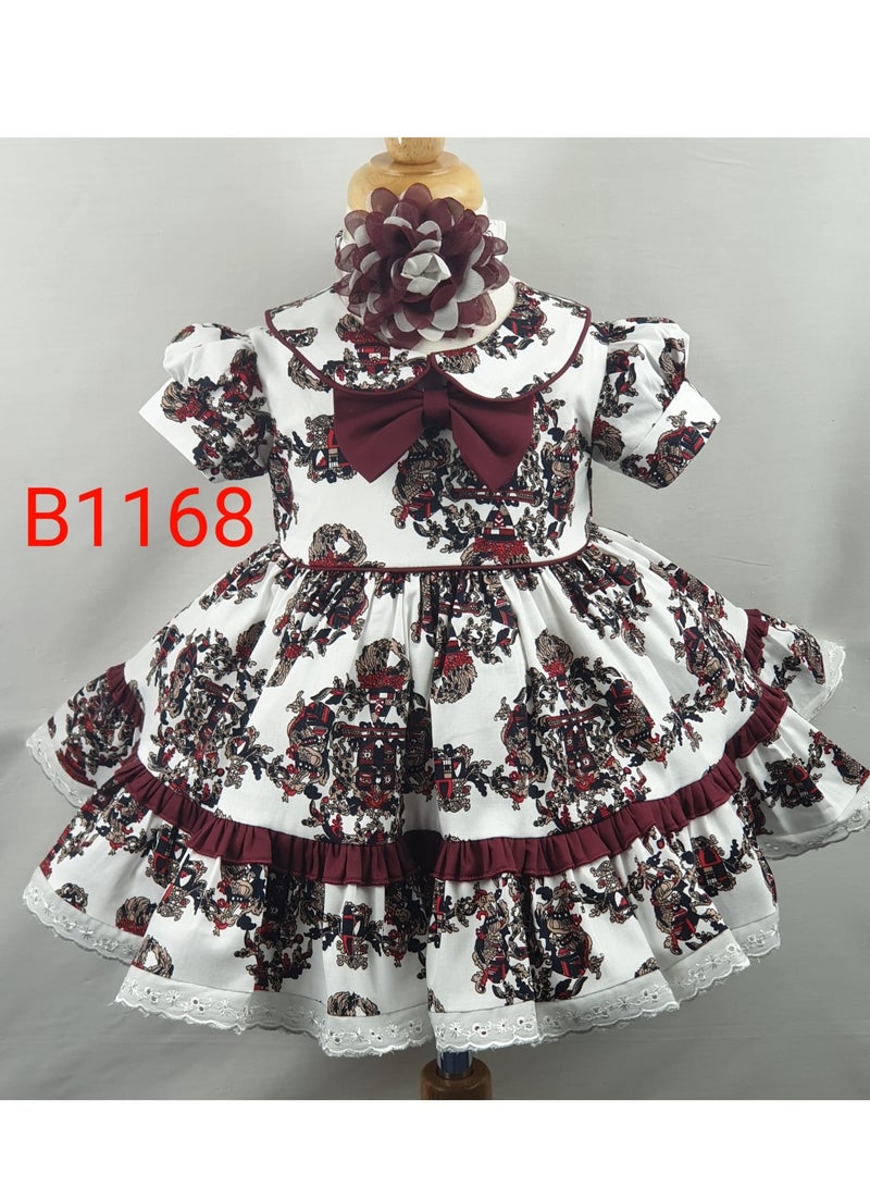 Little miss Bella Half Sleeved Baby Girls Cotton Dress Baby Girls Party Wear Dresses Stylish Design Special Occasion Dress with A Matching Hair Band 
