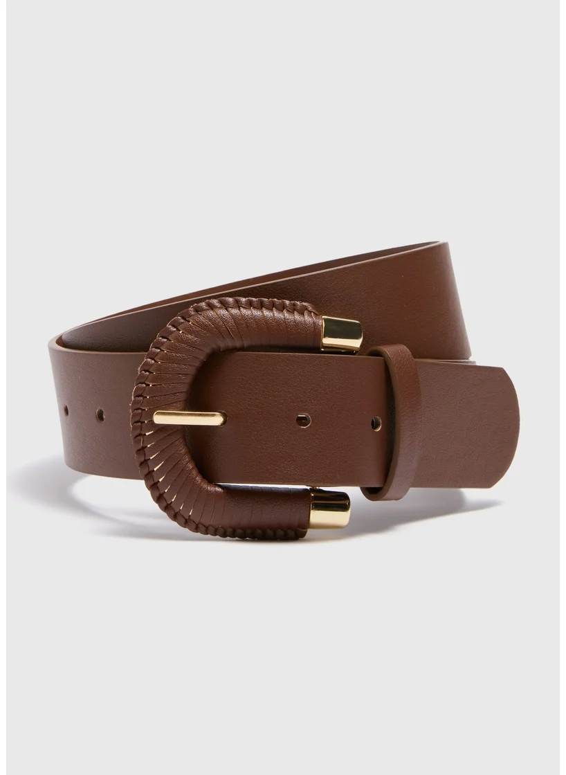 Matalan Tan Weave Buckle Belt