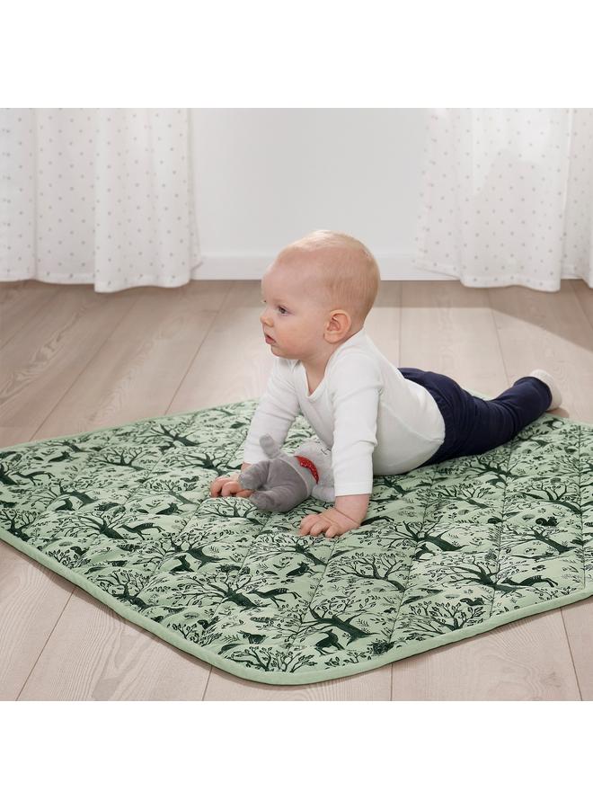 زبون بطانية مبطنة بنمط حيوانات الغابة/أخضر، 96×96 سم - Image 2