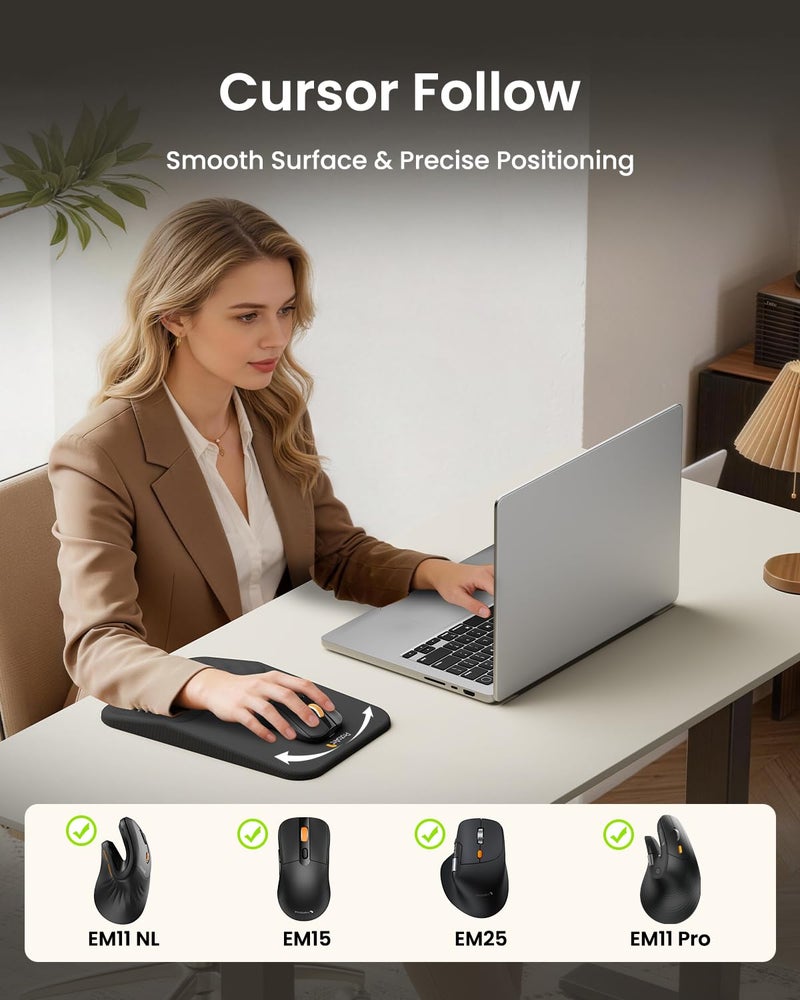 ProtoArc Ergonomic Mouse Pad with Wrist Rest, MP50 Mousepad with Massage Design, Soft Memory Foam and Non-Slip PU Base for Pain Relief, Desk, Home, Office, 12x8 Inches, Black - Image 4