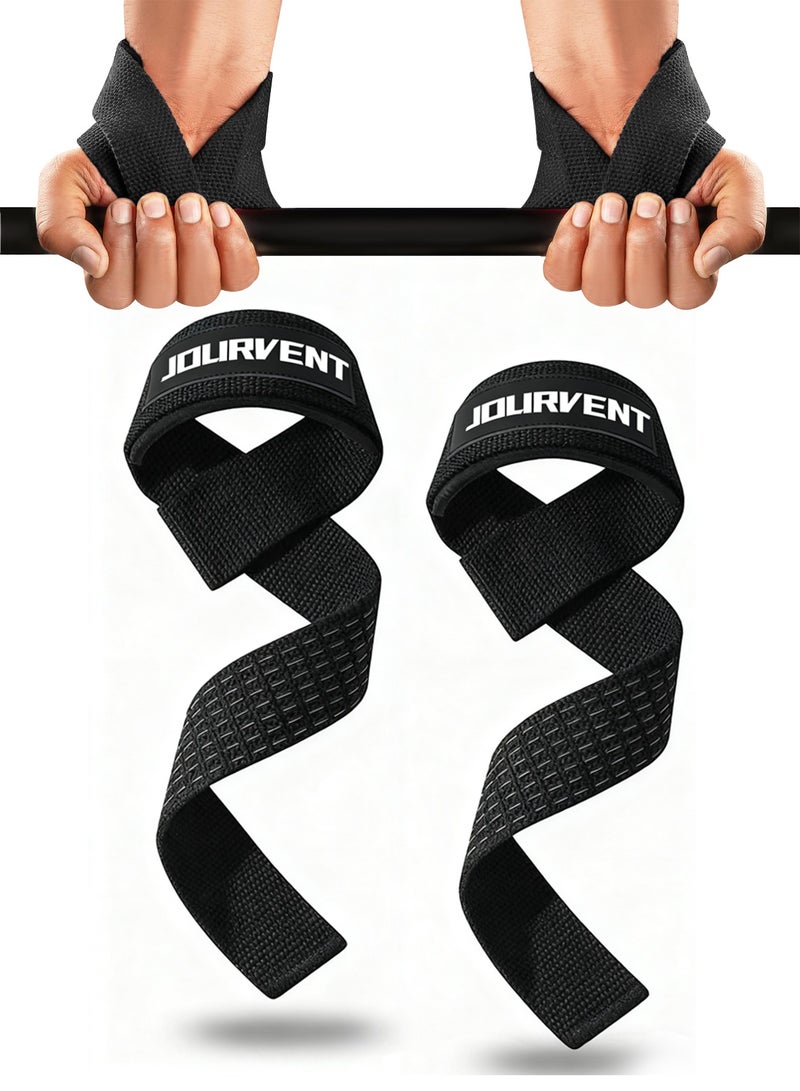 Jourvent Non-Slip Silicone Lifting Straps, Straps for Gym, Weightlifting, Wristbands Gym Straps for Gym Women, Men, Weightlifting, Bodybuilding, Strength Training - Image 1