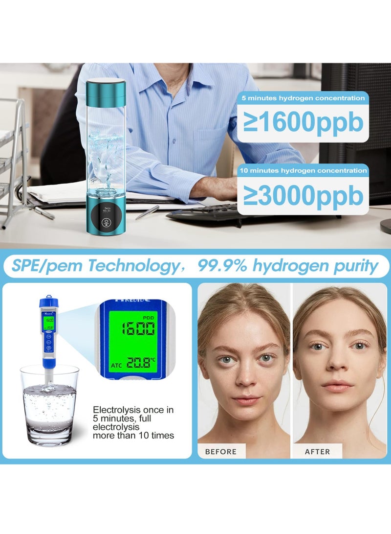 Portable Hydrogen Water Bottle with OLED Display, 3000ppb Pure Hydrogen Concentration, SPE/PEM Technology for Sports and Travel, 280ml - Image 3