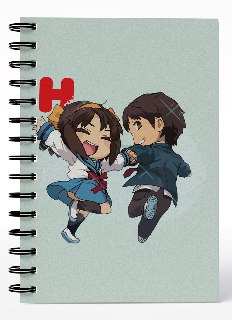 LOUD UNIVERSE Haruhi Suzomiya Jar Cute Couple Lined Writing Journal Haruhi Waifu Wirebound Spiral Notebook Haruhi Suzomiya The Melancholy of Haruhi Suzumiya-Anime Character Fan - Image 1