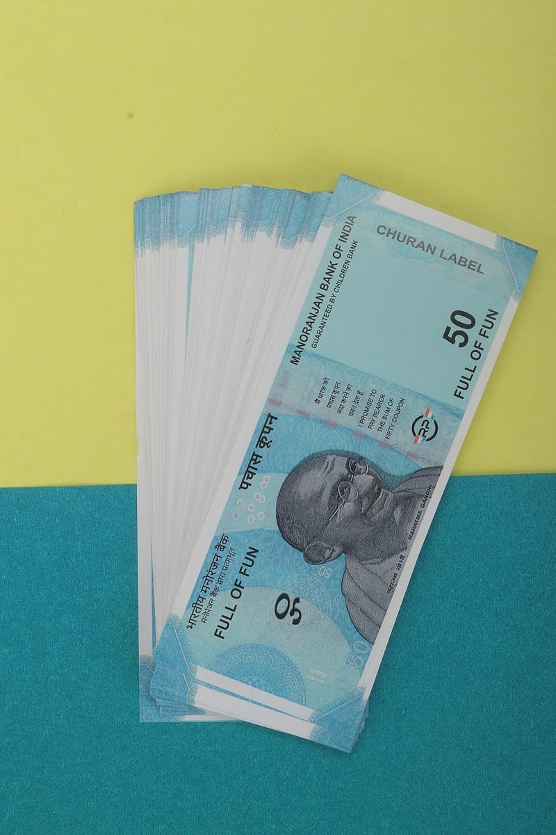 LASERBOT NAKLI Currency (Number 50 KI GADDI 100 X 2 =200 pcs) for Kids Denomination Learning Money Artificial Playing Currency, Learn Money Skills, Fake Money, Dummy Note- Multi Color (200pcs) (Number 50) - Image 4