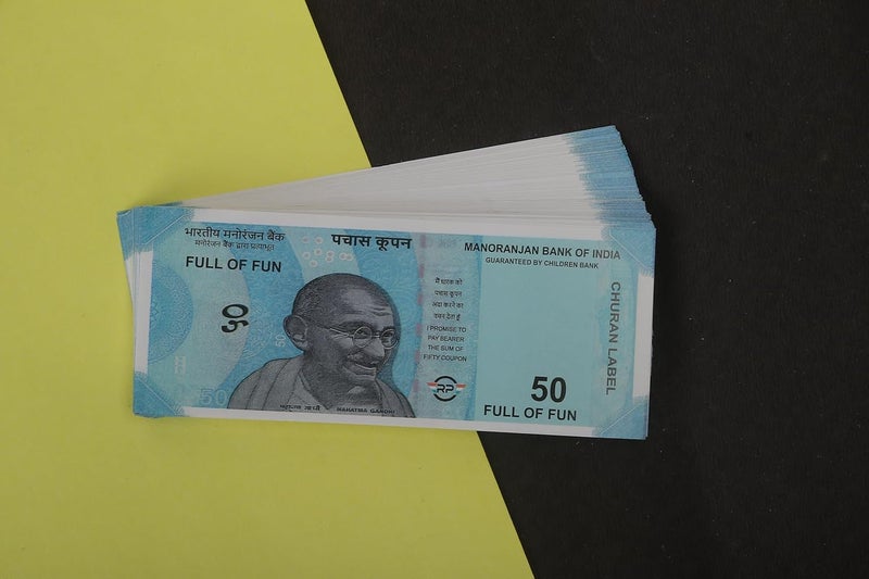 LASERBOT NAKLI Currency (Number 50 KI GADDI 100 X 2 =200 pcs) for Kids Denomination Learning Money Artificial Playing Currency, Learn Money Skills, Fake Money, Dummy Note- Multi Color (200pcs) (Number 50) - Image 3