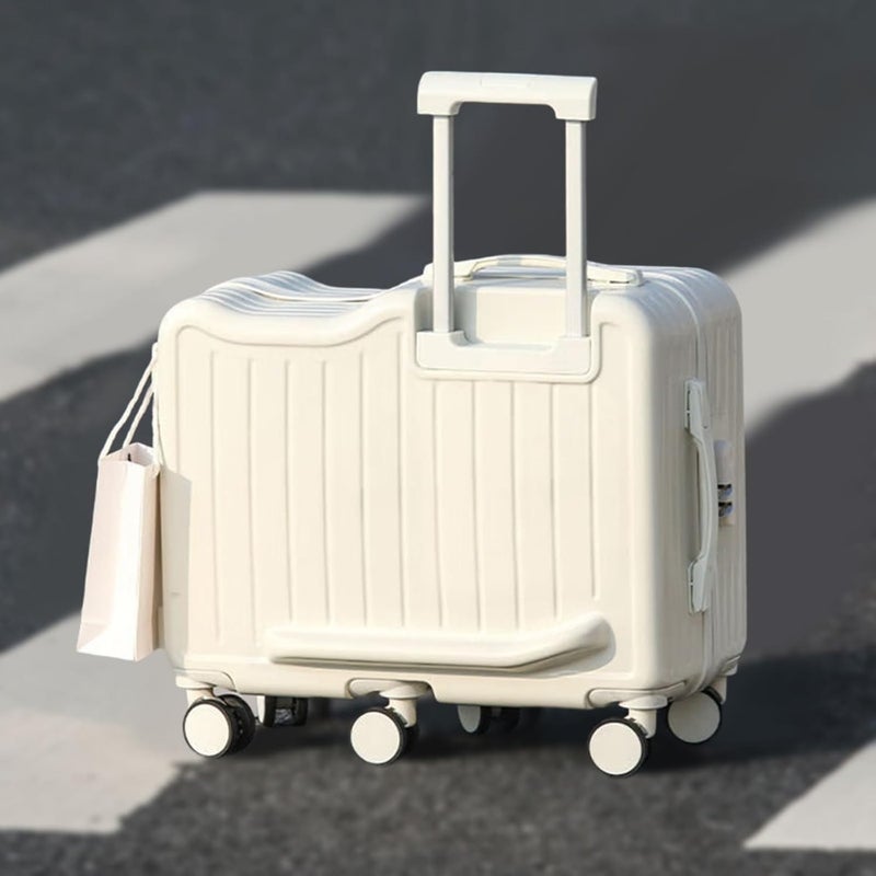 Luggage Ride-On Suitcase 20-Inch Trolley Case ABS Travel Suitcase For Home, Travel, Airport White, 47x25x44cm Fun Functional Ride-On Design - Image 2