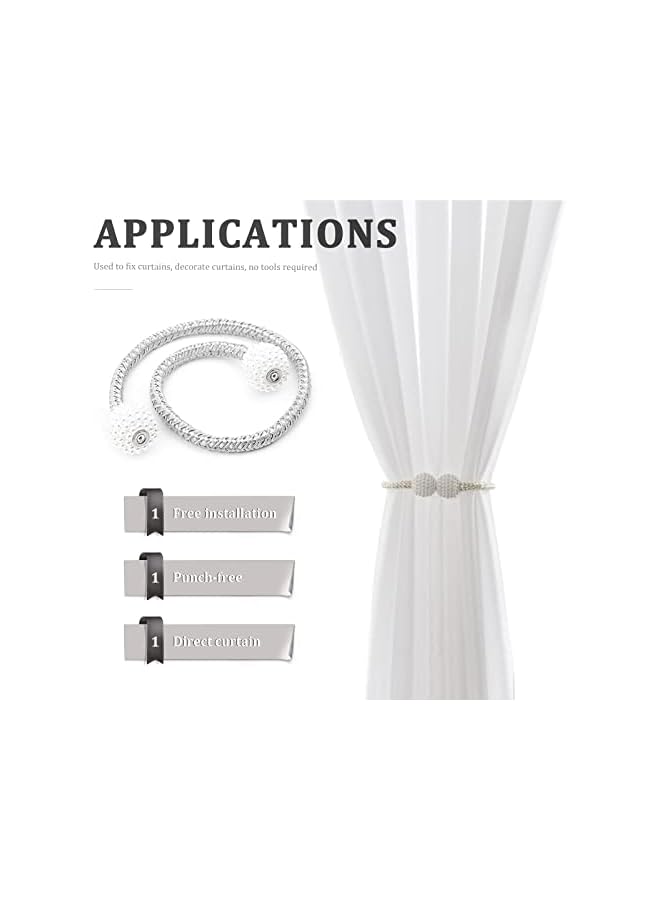 The Bros 6 PCS Curtain Tiebacks, 18 Inch Magnetic Curtain Ties, for Window Draperies Hold, Decorative Drape, No Tools Required(Grey) - Image 4