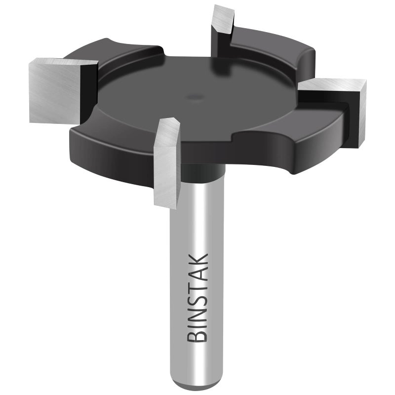 BINSTAK CNC Spoilboard Surfacing Router Bit 14 Inch Shank Extra Large 112 Inch Cutting Diameter Slab Flattening Router Bit Planing Bit Wood Planing Bit Dado Planer BitCarbide4 Wings