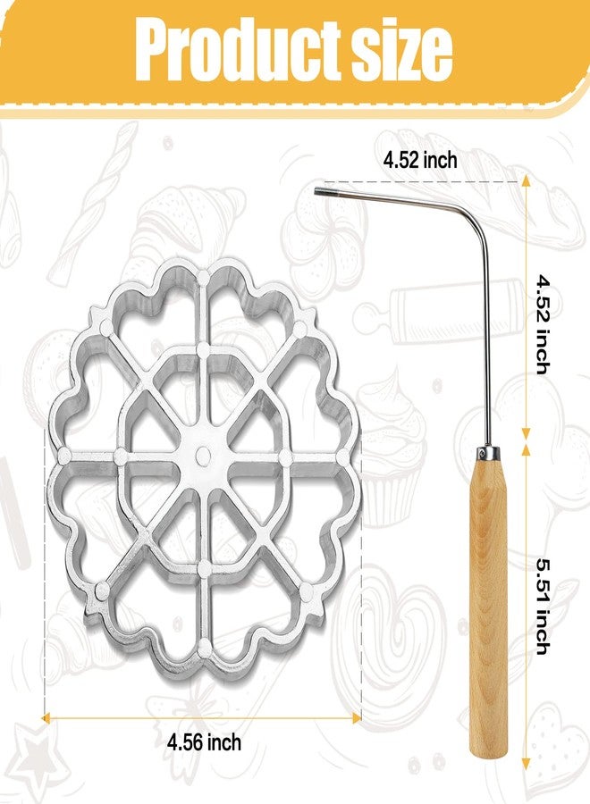 Achouray Bunuelos Mold Rosette Iron Molds Set with Wooden Handle, Lotus Flower Bunuelos Cookie Maker Mold, Funnel Cake Maker Cooking Stamp Maker Kit - 4.7 Inches - Image 2