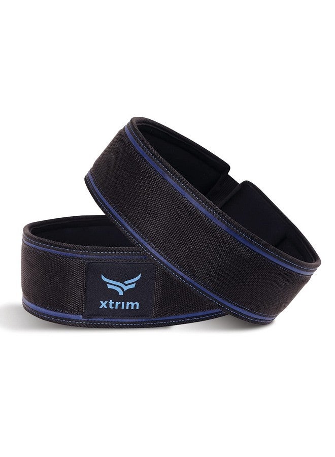 XTRIM حزام رفع الأثقال للجنسين XTRIM بعرض 4 بوصات مع وسادة PU-فوم للراحة أثناء التمارين الرياضية، بطانة مقاومة للرطوبة، قماش قابل للغسل، إغلاق بخطاف وحلقة (كحلي، صغير) - Image 1