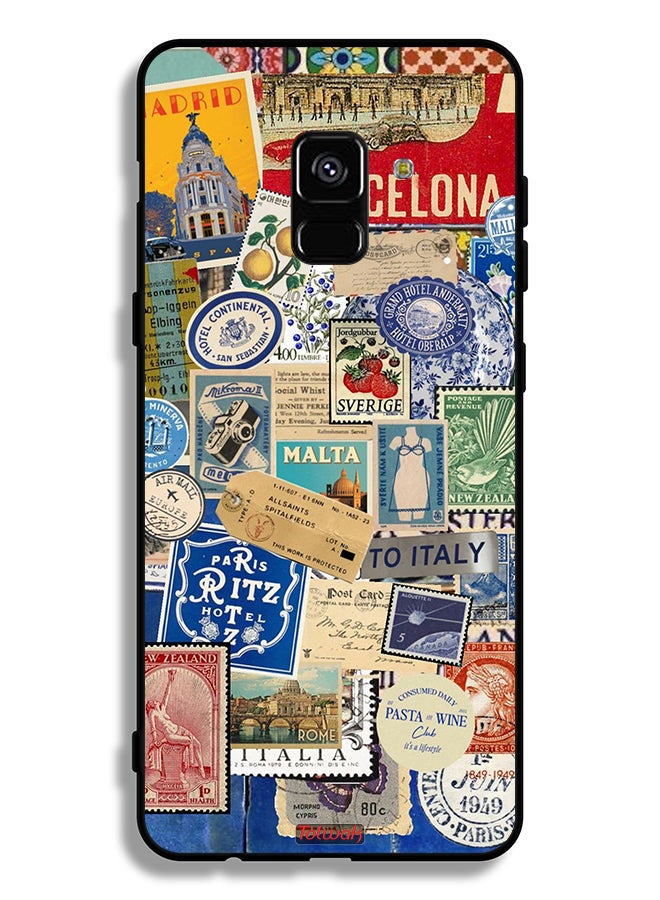Tolwak Samsung Galaxy A8 Plus (2018) Protective Case Cover Stickers Of Different Cities - Image 1
