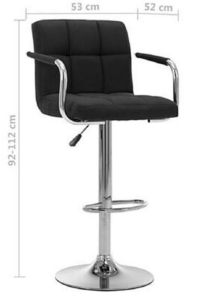 AL WADI FURNITURE AWF AL WADI FURNITURE 3-Piece Adjustable Square MDF Wood BarTable Set with 2 Bar Stools for Pub Counter Kitchen Home PU Leather BarChairs with Arms Footrest 360°Swivel Perfect for Small Space, Black - Image 3