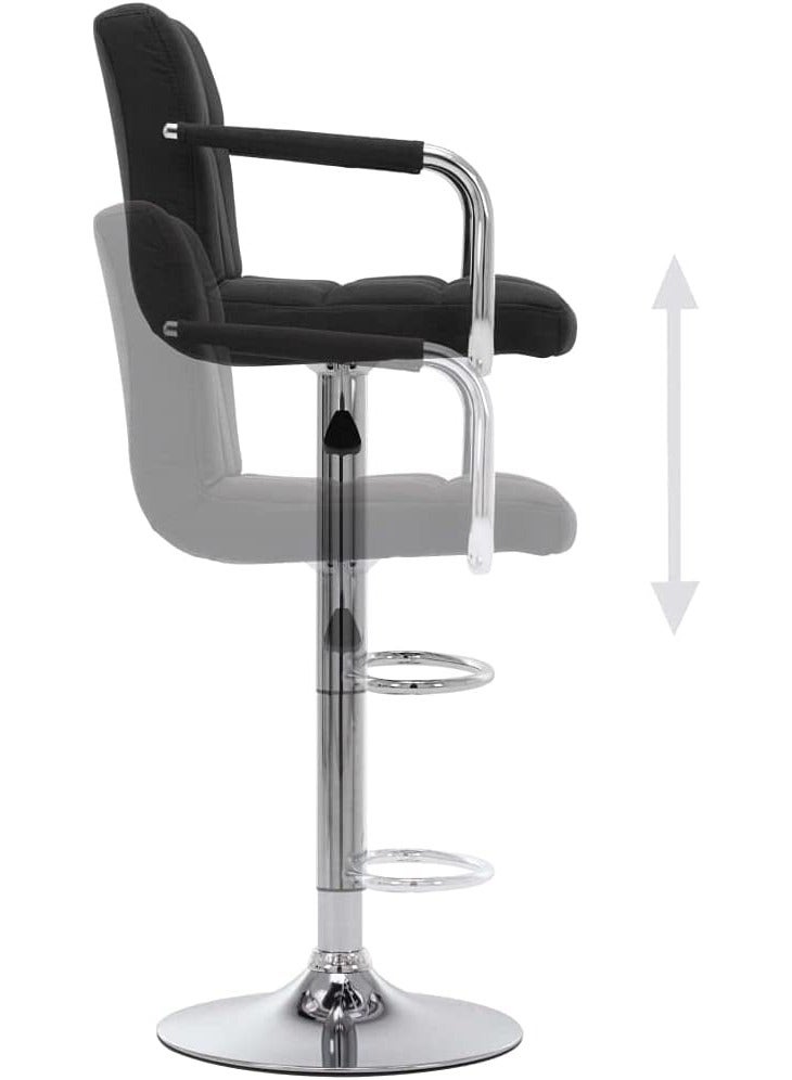 AL WADI FURNITURE AWF AL WADI FURNITURE 3-Piece Adjustable Square MDF Wood BarTable Set with 2 Bar Stools for Pub Counter Kitchen Home PU Leather BarChairs with Arms Footrest 360°Swivel Perfect for Small Space, Black - Image 2