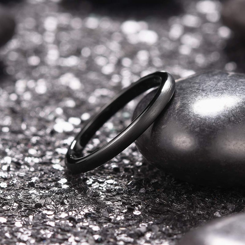 King Will 2mm Mens Womens Tungsten Carbide Ring Engagement Wedding Band Black Domed Matte Brushed Finish Comfort Fit,Size 4 - Image 2