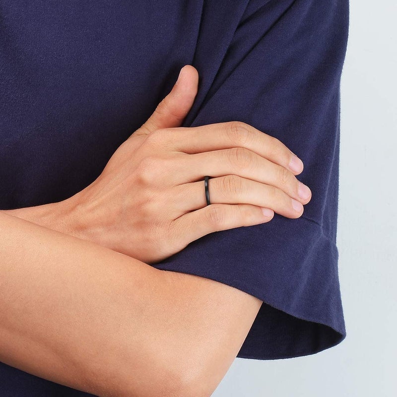 King Will 2mm Mens Womens Tungsten Carbide Ring Engagement Wedding Band Black Domed Matte Brushed Finish Comfort Fit,Size 4 - Image 4