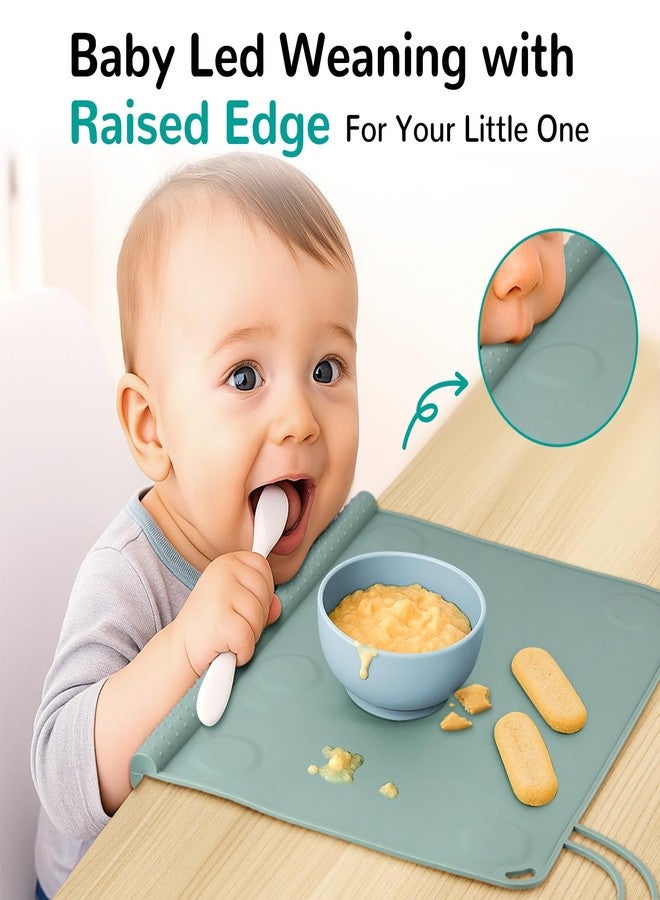 DZDOV Silicone Placemat for Toddler Eating: Wipe Clean & Roll Up in The Diaper Bag - Table Mat for Restaurant/Travel/On-The-Go - Image 5