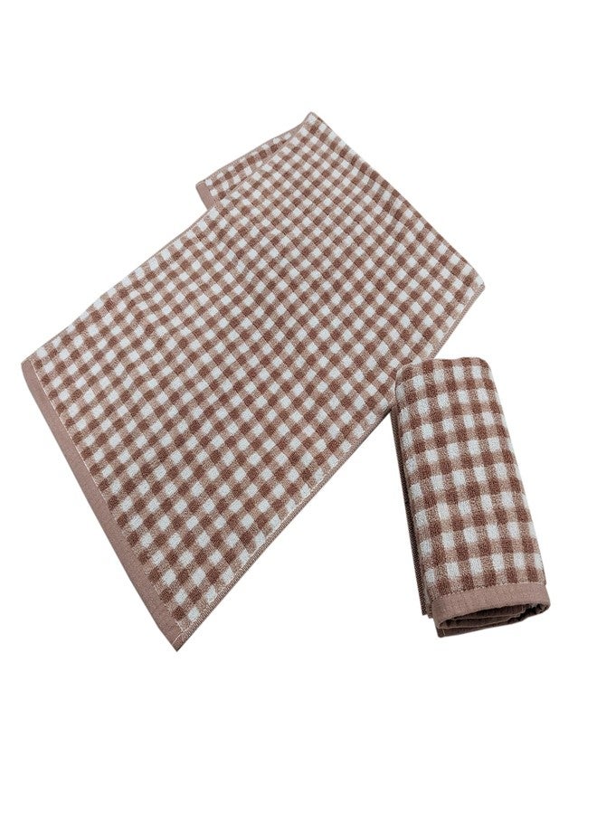 USTIDE Pink Checkered Hand Towel Cotton Face Towels Set of 2 Soft Quick Dry Shower Towel for Bathroom Gym Spa（2 Hand Towels, 13.8"x29.5"） - Image 4
