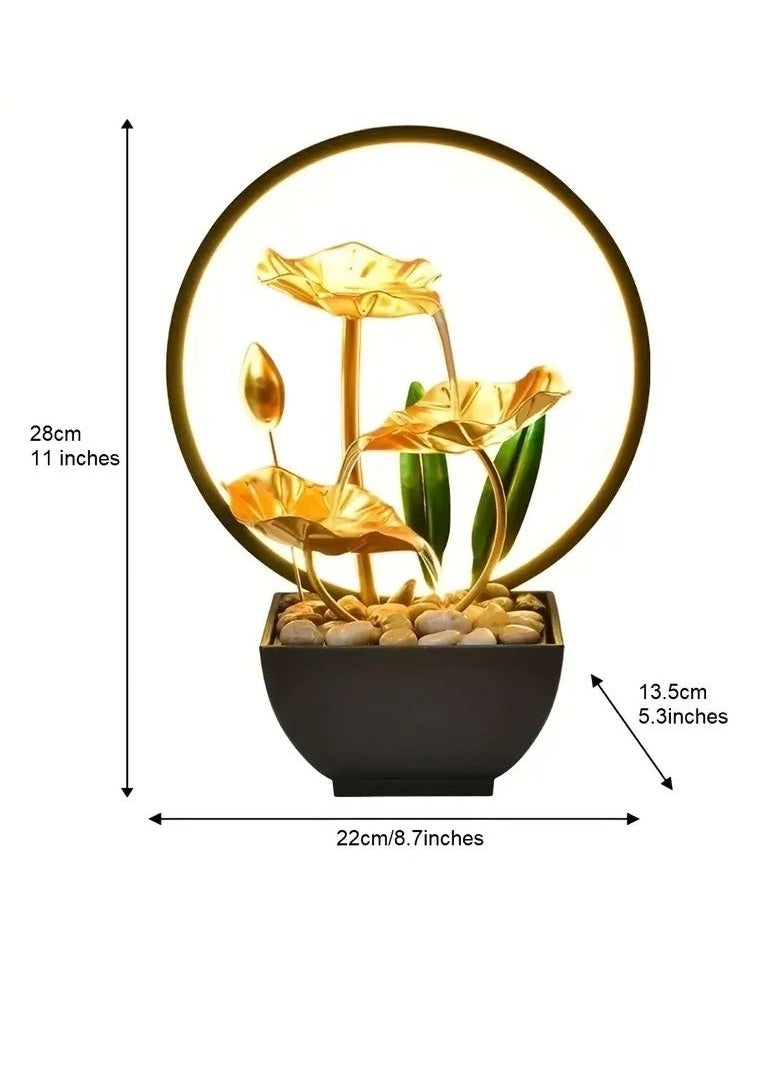 Beauenty Powered Relaxation Indoor Tabletop Fountain, With LED Circle Reflective Lighting Feature, For Home And Office Decor  - Image 4