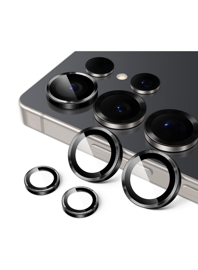 DUSALA Camera Lens Protector for Samsung Galaxy S25 Ultra 5G, 9H Tempered Glass Metal Individual Ring Cover, Easy Installation Tray, HD Clear, 1 Set (Black) - Image 1