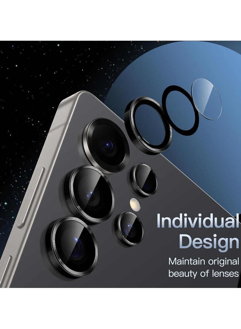 DUSALA Camera Lens Protector for Samsung Galaxy S25 Ultra 5G, 9H Tempered Glass Metal Individual Ring Cover, Easy Installation Tray, HD Clear, 1 Set (Black) - Image 3