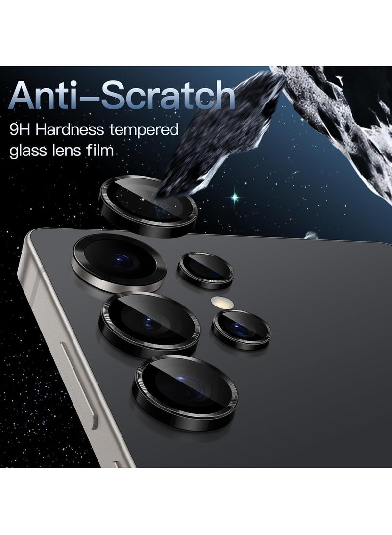 DUSALA Camera Lens Protector for Samsung Galaxy S25 Ultra 5G, 9H Tempered Glass Metal Individual Ring Cover, Easy Installation Tray, HD Clear, 1 Set (Black) - Image 4