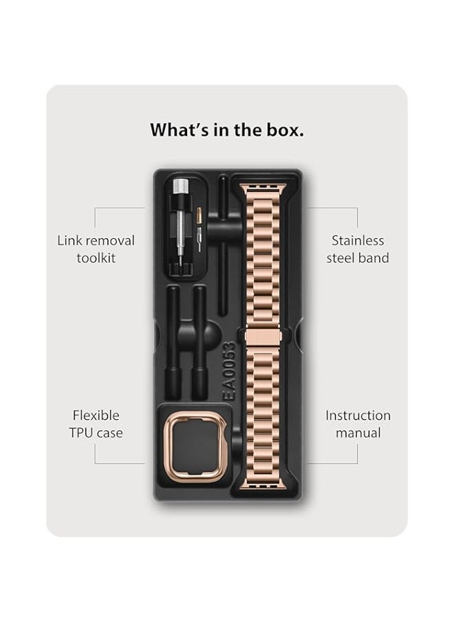 Generic - Compatible Apple Watch Straps 38mm 40mm 41mm 42mm 44mm 45mm 49mm, Stainless Steel iWatch Band with Case for Apple Watch Series 8/7/6/5/4/3/2/1/SE/SE2/Ultra - Image 1