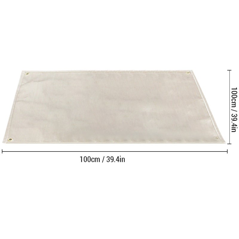 Fire Pit Mat 100x100cm High Temperature Resistant Glass Fiber - Windproof Fixed Metal Grommet Under Grill Mat for Deck Patio Lawn Surface Protection - Image 1