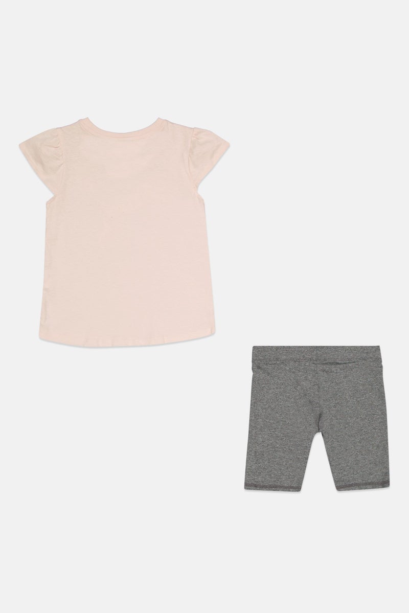 PUMA Kids Girl 2 Pieces Printed Top And Short Set, Pink - Image 2