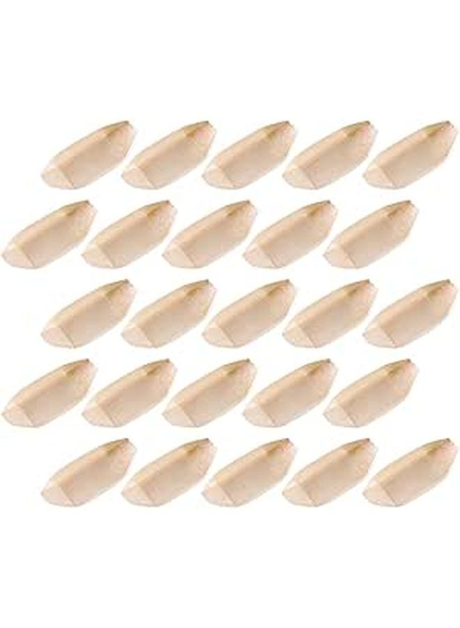 Disposable Wooden Boat Plates 100 Pcs 6cm X 5cm Sushi Snack Serving Tray For Party Catering - Image 1