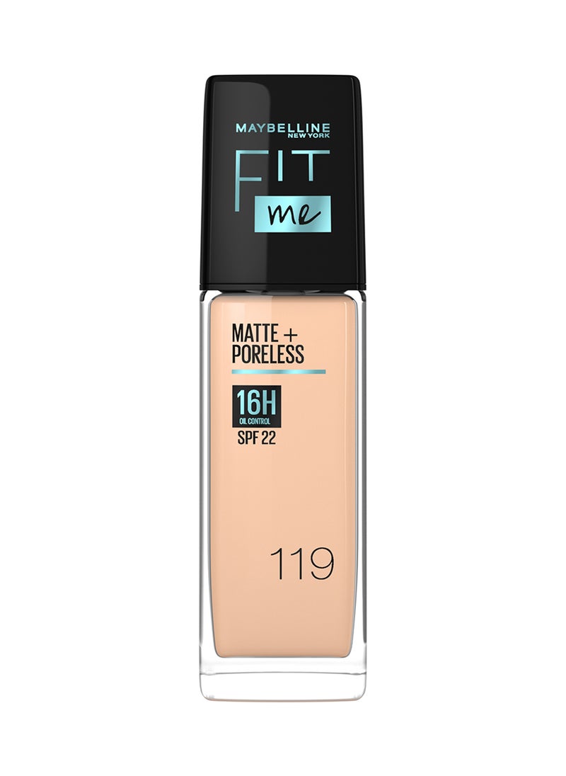 MAYBELLINE NEW YORK - Fit Me Matte And Poreless Foundation 16H Oil Control With SPF 22 - 119 - Image 1